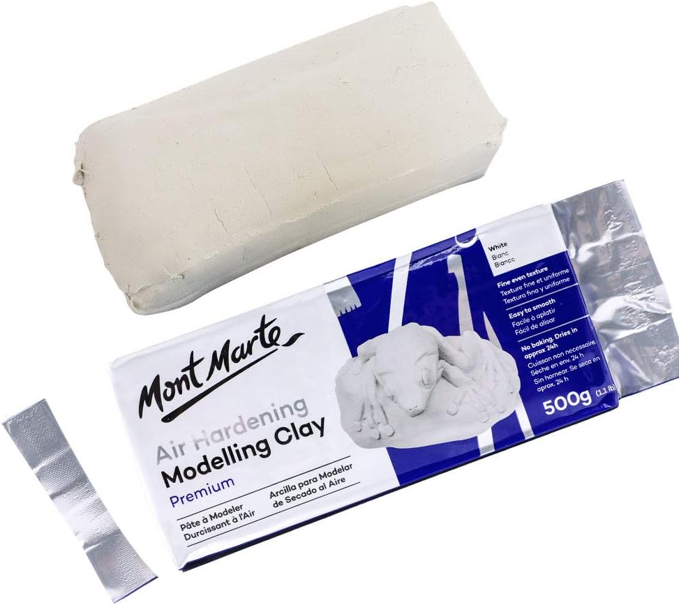 Mont Marte White Air Hardening Modeling Clay, 500g (1.1lb). Dries in Approximately 24 Hours. Suitable for Sculptors and Modelers of All Skill Levels. Mont Marte White Air Hardening Modeling Clay, 500g (1.1lb). Dries in Approximately 24 Hours. Suitable for Sculptors and Modelers of All Skill Levels.